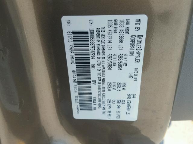 1D8HB58287F542214 - 2007 DODGE DURANGO LI GOLD photo 10