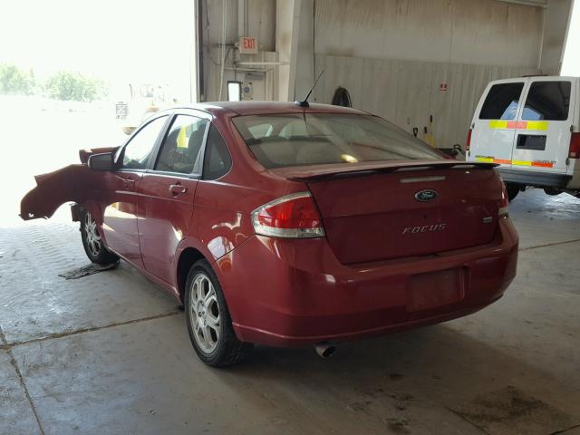 1FAHP36NX9W166495 - 2009 FORD FOCUS SES RED photo 3