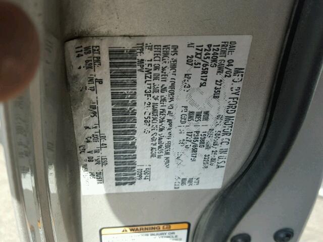 1FMZU73E92UC58830 - 2002 FORD EXPLORER X SILVER photo 10