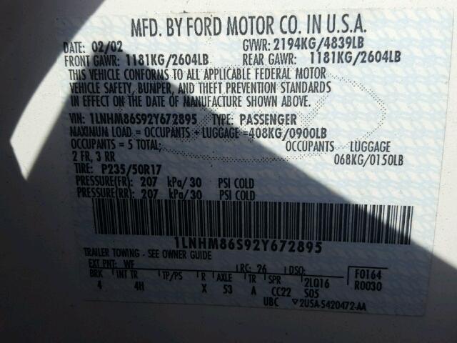 1LNHM86S92Y672895 - 2002 LINCOLN LS 白色 照片 10