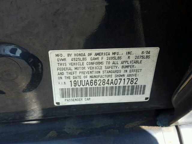 19UUA66284A071782 - 2004 ACURA TL BLUE photo 10