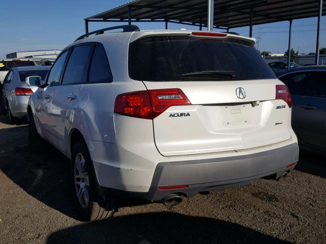 2HNYD28429H514400 - 2009 ACURA MDX TECHNO WHITE photo 3