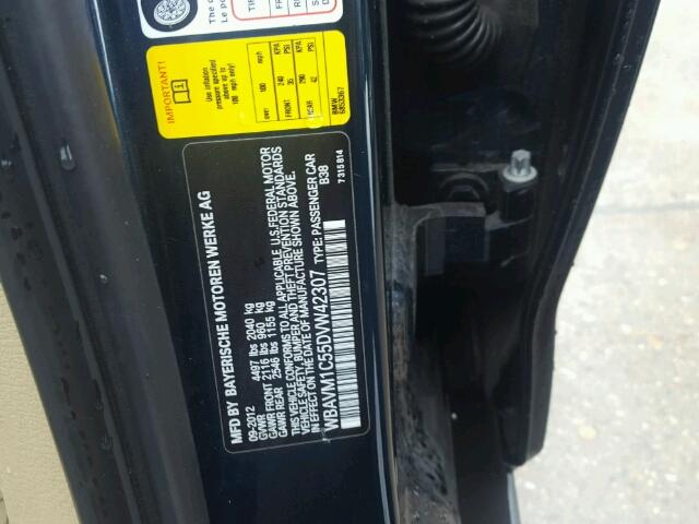 WBAVM1C55DVW42307 - 2013 BMW X1 SDRIVE2 蓝色 照片 10