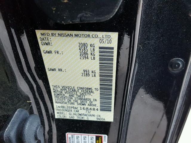 1N4BL2EP9AC168484 - 2010 NISSAN ALTIMA SR BLACK photo 10