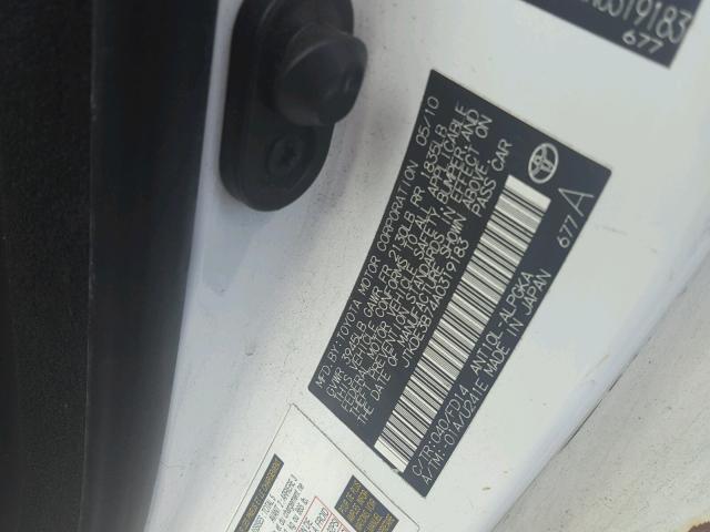 JTKDE3B74A0319183 - 2010 TOYOTA SCION TC 白色 照片 10