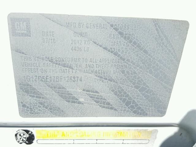 1G1ZD5E17BF126374 - 2011 CHEVROLET MALIBU WHITE photo 10