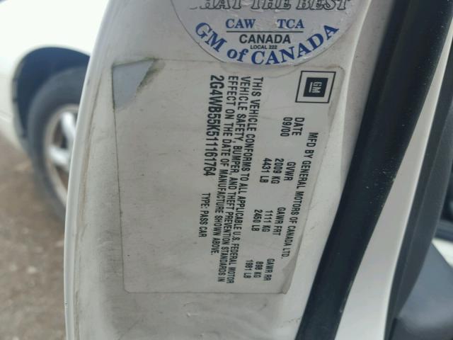 2G4WB55K511161764 - 2001 BUICK REGAL LS 白色 照片 10