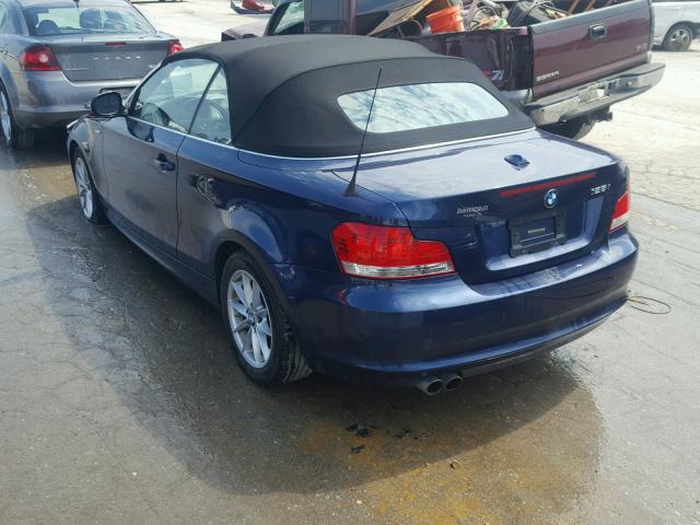 WBAUN1C5XBVH83186 - 2011 BMW 128 I BLUE photo 3