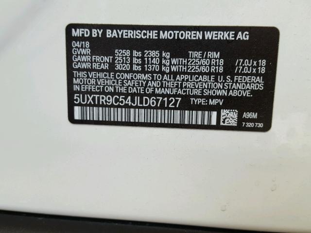 5UXTR9C54JLD67127 - 2018 BMW X3 XDRIVEM Ağ foto 10