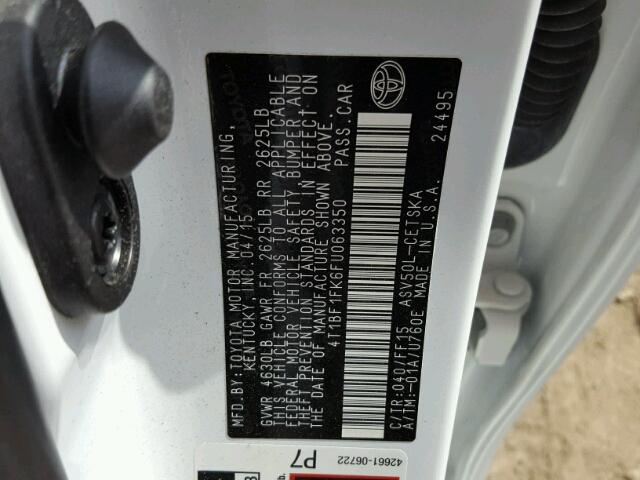 4T1BF1FK6FU063350 - 2015 TOYOTA CAMRY LE WHITE photo 10