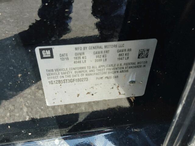 1G1ZB5ST3GF180273 - 2016 CHEVROLET MALIBU LS BLACK photo 10