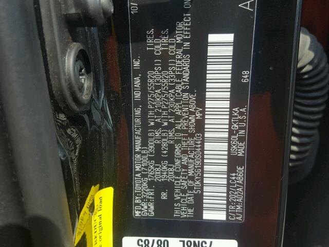 5TDKY5G19DS044403 - 2013 TOYOTA SEQUOIA BLACK photo 10