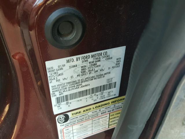 5LMJJ2J53AEJ00503 - 2010 LINCOLN NAVIGATOR 栗色 照片 10