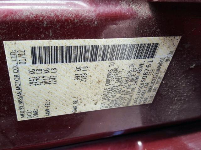 1N4AL2AP0CN508761 - 2012 NISSAN ALTIMA RED photo 10