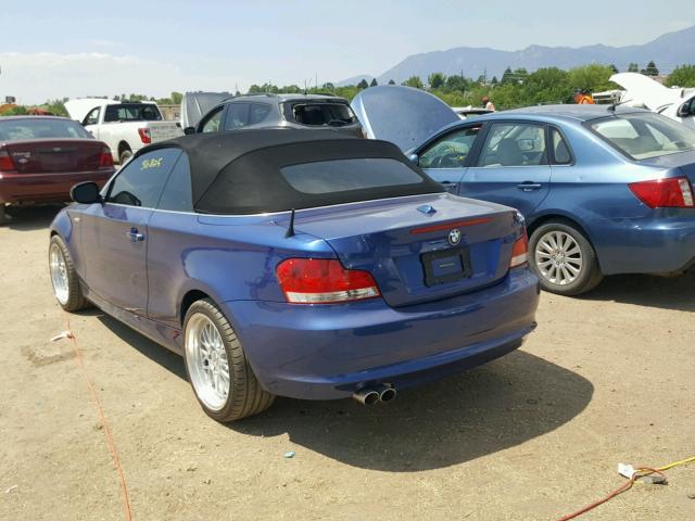 WBAUL7C50BVE87229 - 2011 BMW 128 I BLUE photo 3