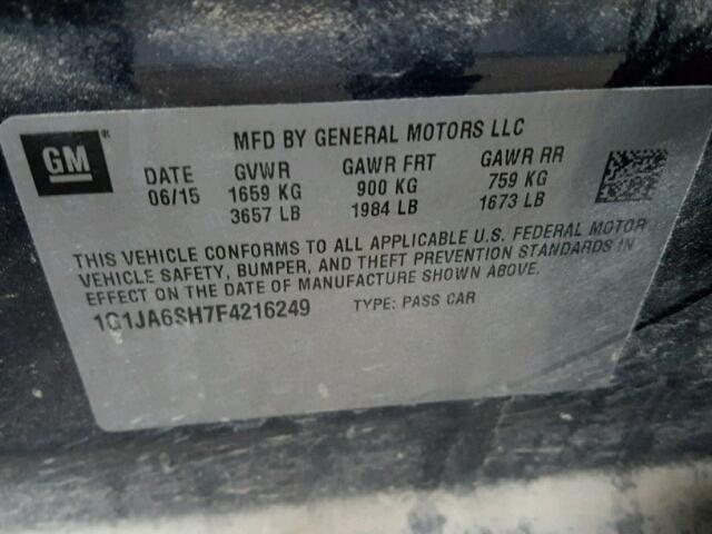 1G1JA6SH7F4216249 - 2015 CHEVROLET SONIC LS 蓝色 照片 10