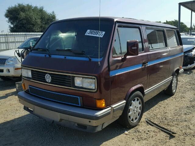 WV2YB0258LG098150 - 1990 VOLKSWAGEN VANAGON MAROON photo 2