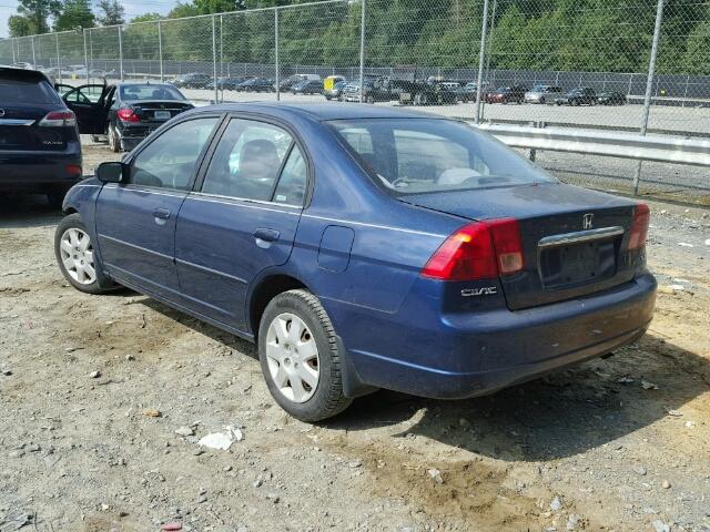 1HGES26792L020931 - 2002 HONDA CIVIC BLUE photo 3