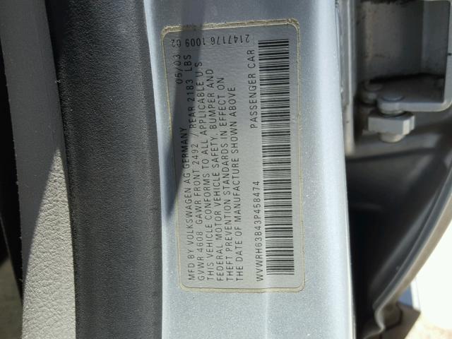 WVWRH63B43P458474 - 2003 VOLKSWAGEN PASSAT GLX 银色 照片 10