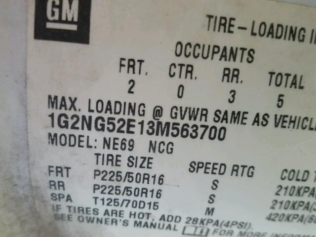 1G2NG52E13M563700 - 2003 PONTIAC GRAND AM S WHITE photo 10