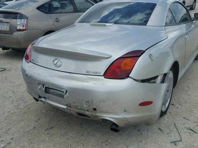 JTHFN48Y220002279 - 2002 LEXUS SC 430 SILVER photo 9