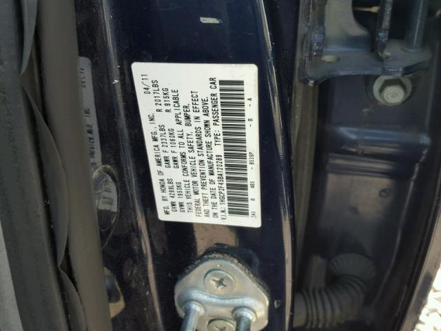 1HGCP2F45BA120289 - 2011 HONDA ACCORD LXP BLUE photo 10