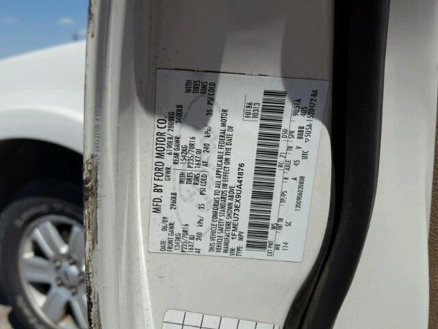 1FMEU73EX9UA41876 - 2009 FORD EXPLORER X WHITE photo 10