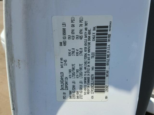 1D7KS28C26J148270 - 2006 DODGE RAM 2500 S WHITE photo 10