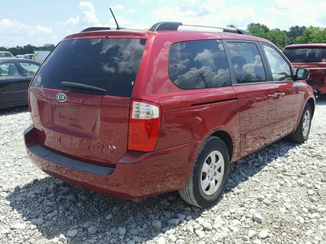 KNDMB233296314319 - 2009 KIA SEDONA EX RED photo 4