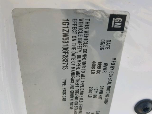 1G1ZW53106F282713 - 2006 CHEVROLET MALIBU SS Ağ foto 10