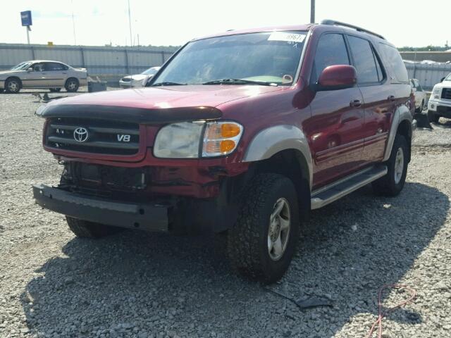 5TDBT44A11S023571 - 2001 TOYOTA SEQUOIA SR MAROON photo 2