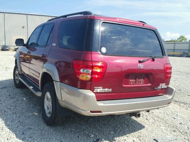 5TDBT44A11S023571 - 2001 TOYOTA SEQUOIA SR MAROON photo 3