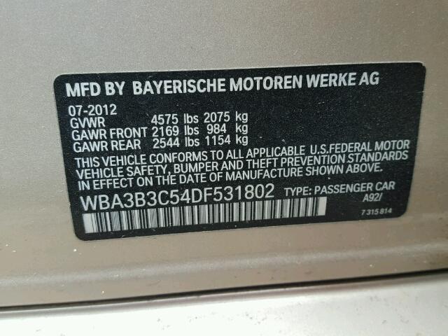 WBA3B3C54DF531802 - 2013 BMW 328 XI TAN photo 10