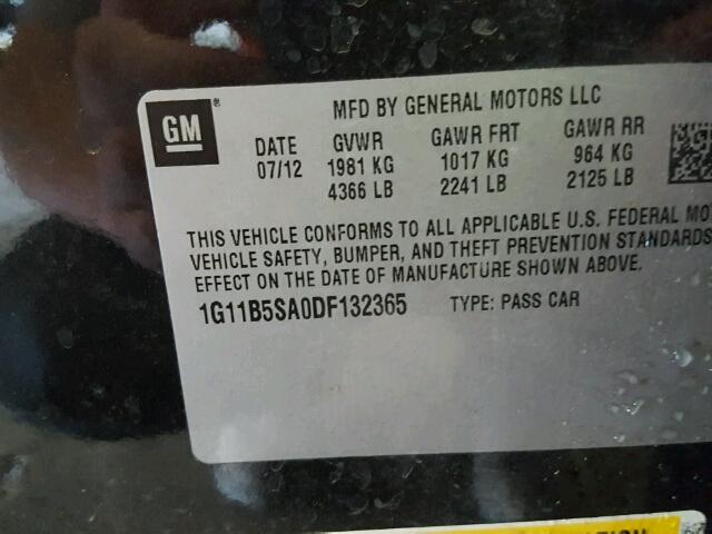 1G11B5SA0DF132365 - 2013 CHEVROLET MALIBU LS Qara foto 10