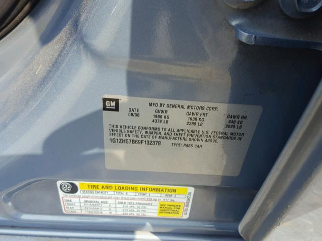 1G1ZH57B69F132378 - 2009 CHEVROLET MALIBU 1LT 蓝色 照片 10