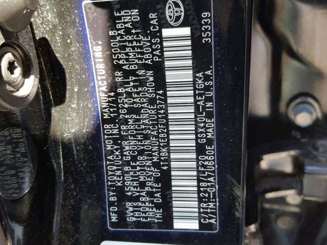 4T1BK1EB2FU143774 - 2015 TOYOTA AVALON XLE BLACK photo 10