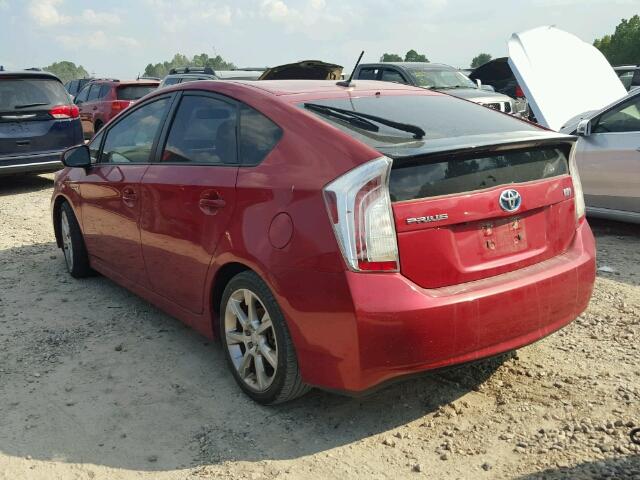 JTDKN3DU2E0368387 - 2014 TOYOTA PRIUS RED photo 3