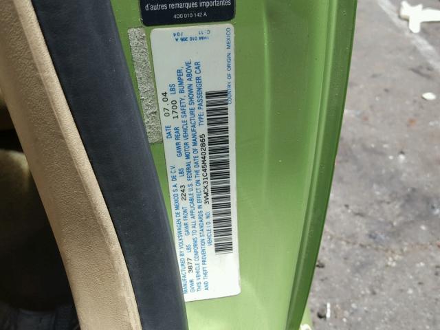 3VWCK31C45M402865 - 2005 VOLKSWAGEN NEW BEETLE 绿色 照片 10