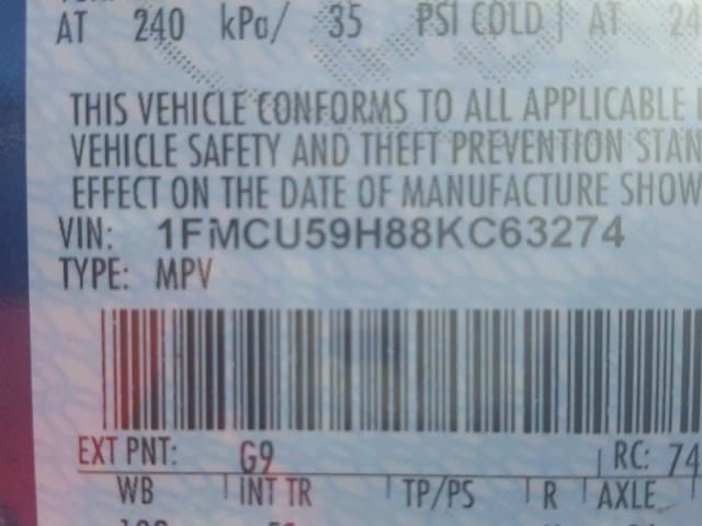 1FMCU59H88KC63274 - 2008 FORD ESCAPE HEV BLUE photo 10