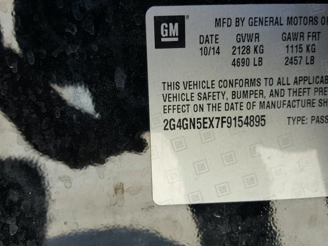 2G4GN5EX7F9154895 - 2015 BUICK REGAL PREM BLACK photo 10