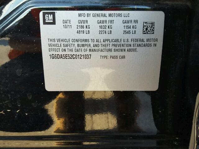 1G6DA5E52C0121037 - 2012 CADILLAC CTS BLACK photo 10