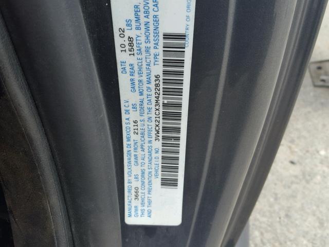 3VWCK21CX3M422836 - 2003 VOLKSWAGEN NEW BEETLE 灰色 照片 10