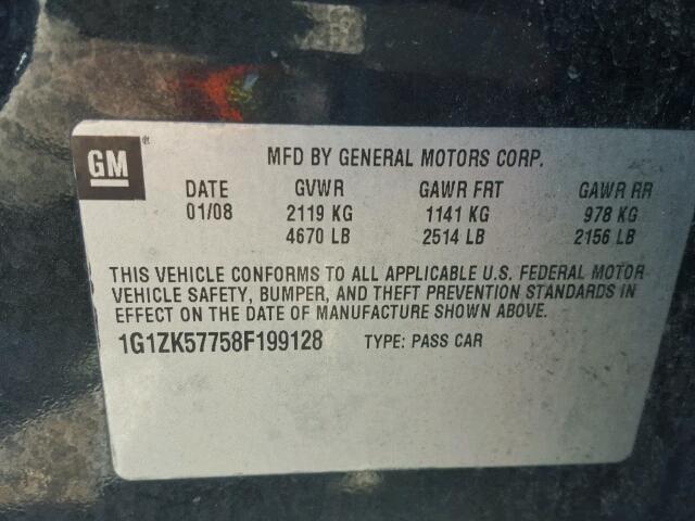 1G1ZK57758F199128 - 2008 CHEVROLET MALIBU LTZ 黑色 照片 10