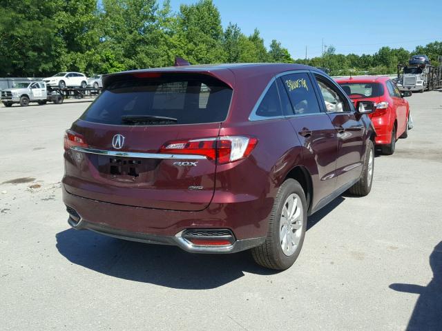 5J8TB4H33HL016122 - 2017 ACURA RDX BASE MAROON photo 4