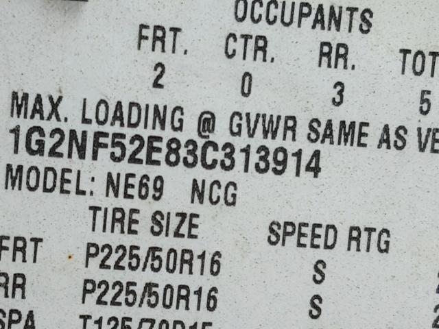 1G2NF52E83C313914 - 2003 PONTIAC GRAND AM S Boz foto 10