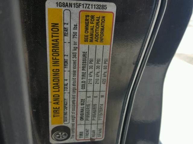 1G8AN15F17Z113285 - 2007 SATURN ION LEVEL BLACK photo 10