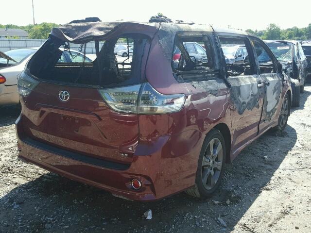 5TDXK3DC3GS738817 - 2016 TOYOTA SIENNA SE BURN photo 4