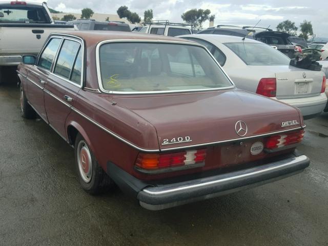 WDBAB23A6DB407523 - 1983 MERCEDES-BENZ 240 D BURGUNDY photo 3