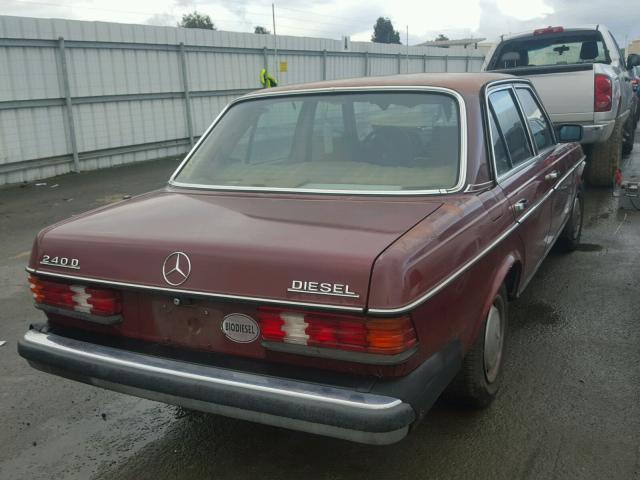 WDBAB23A6DB407523 - 1983 MERCEDES-BENZ 240 D BURGUNDY photo 4