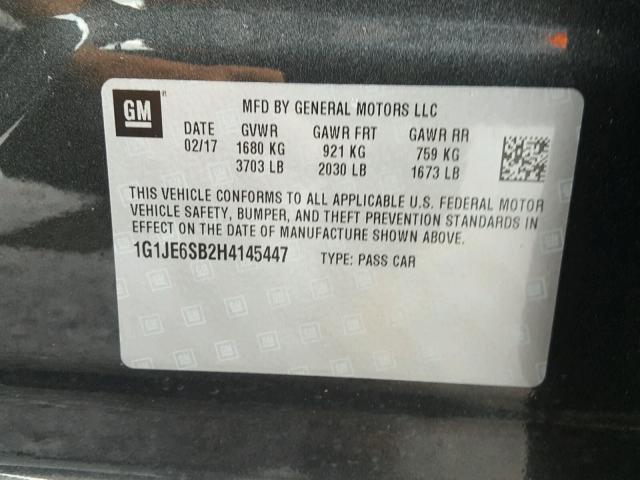 1G1JE6SB2H4145447 - 2017 CHEVROLET SONIC PREM GRAY photo 10